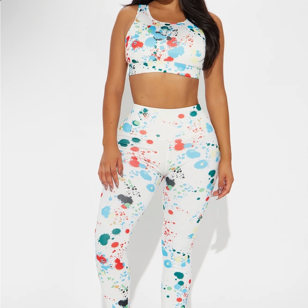 White Floral High-Waisted Legging Matching Set